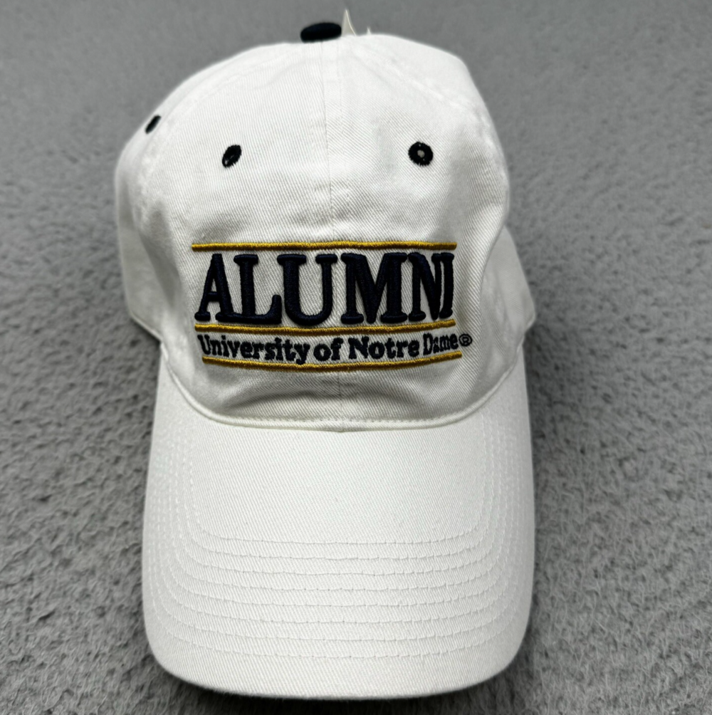 NOTRE DAME Hat Cap Mens OSFM White Vintage 90s Bar Alumni The Game With Tags
